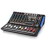 Pyle 8-Channel Bluetooth Studio Audio Mixer- DJ Sound Controller Interface w/ USB Drive for PC Recording Input, XLR Microphone Jack, 48V Power, RCA Input/Output for Professional & Beginners- PMXU88BT