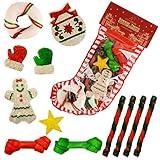MON2SUN 12 Count Christmas Dog Rawhide Holiday Stocking for Small Dogs