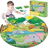 ZOiiWA 22.8 inch Jumbo Floor Puzzle for Kids Spring Jungle Animal Large Floor Puzzles for Toddler 4-6 Years Children Wildlife Animals Development Educational Toys for Boys Girls 71 Pcs