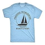 Crazy Dog Mens T Shirt Prestige Worldwide Boats and Hoes Funny Comedy Cult Classic Quote Tee Movie Fan Apparel Graphic Novelty Shirt Heather Light Blue S