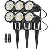 REEGOLD Low Voltage Landscape Lights Outdoor: 7W 700LM LED Landscape Lighting with Connectors for Tree Garden Yard Pathway | 12V 24V Warm White 2700K Spotlights | IP65 Waterproof | 6 Pack