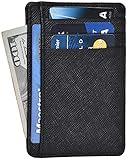 Black | RFID Blocked Leather Wallet | Men And Women | Credit/Debit.Gift Card Slots | Minimalist And Chic | Front Pocket