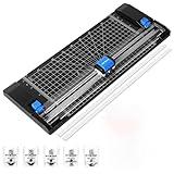Paper Cutter Personal Rotary Trimmer Paper Trimmer Paper Cutter for cardstock withAutomatic Security Safeguard and Side Ruler for Craft Paper, Coupon, Label and Cardstock,12 inch Black Paper Cutters