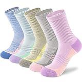 cuangya Performance Crew Socks Women Athletic Hiking Running Socks Cushioned Compression 5-Pairs Multicolor