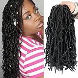 Youngther New Faux Locs Crochet Hair 14 Inch 6 Packs Fashion Extended Soft Locs for Black Women Most Natural Locs Crochet Braiding Hair Curly Wavy Pre-Looped Goddess Locs Braids Hair Extensions(1B)