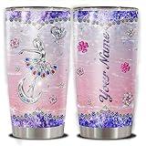 WAZONE Personalized Dancing Tumbler With Name Stainless Steel Insulated Travel Mug 20oz 30oz Jewelry Style Ballet Dancer Customized Gifts Birthday Present For Girls Her Dance Lover Custom Cup