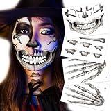 Classic Skull Temporary Face Tattoo Halloween Costume for Men and Women