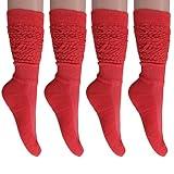 AWS/American Made Slouchy Scrunch Cotton Slouch Socks for Women Shoe Size 5 to 10 (Hot Pink, 1 Pair)