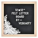 Felt Letter Board with 460 Letters, Numbers & Symbols - 12 x 12 inch Changeable Message Board with Wooden Frame Wall Mount Hook, (Black Board & Wood Frame)