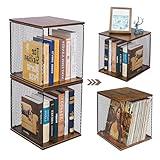 Dmevkic 2 Cube Organizer Book Shelfs DIY Variable Stackable Cube Storage Organizer for Kid Bedroom,Living Room,Small Bookshelf Black Brown Wooden