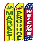 farmer's+market,+fresh+produce,Welcome King Swooper Feather Flag Sign- Pack of 3 (Hardware Not Included)