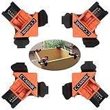 C CASIMR 90 Degree Corner Clamp, 4 Pack Adjustable Single Handle Spring Loaded Right Angle Clamp,Swing Woodworking Clip Clamp Tool