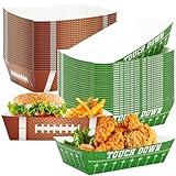 Helimoto 50PCS Super Bowl Party Supplies, Football Paper Snack Tray, Large Disposable Food Tray, Party Snacks Serving Trays for Taco Fries Hot Dog Super Bowl Decorations 2024 Party Favors Table Decor