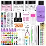 Acrylic Nail Kit for Beginners with Everything, 51 Colors Acrylic Powder Nail Kit Acrylic Set, 78 in One Nail Set Acrylic Nail Art Starter Kit with False Nail Tips Nail Art Tools