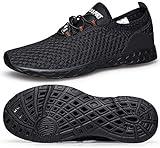 DOUSSPRT Men's Water Shoes Quick Drying Sports Aqua Shoes AllBlack Size 12