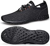 DOUSSPRT Men's Water Shoes Quick Drying Sports Aqua Shoes AllBlack Size 10.5