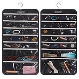 DIOMMELL Hanging Jewelry Organizer 47 Pockets with Zipper for Earrings Necklace Bracelet Ring Accessory Display Storage Bag Travel Holder Box