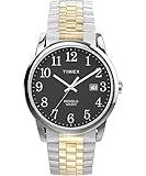 Timex Men's Easy Reader Classic 38mm Watch - Two-Tone Expansion Band Black Dial Silver-Tone Case