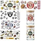 UV DTF Cup Wraps USA Football Team Cups Wraps Decals Waterproof Rub on Transfers Stickers Vinyl for Glass Cups Fridge Wall Furniture Car DIY Craft 4 Sheets (MIX4)