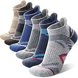 ANTSANG Merino Wool Ankle Hiking Socks Compression Warm Thermal Thick Cushion Winter Running No Show Moisture Wicking Socks Gifts Stocking Stuffers for Women Men 6 Pairs(Dark Mixed,L)