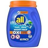 all Laundry Detergent Pacs, stainlifters, Fresh Clean Oxi plus Odor Lifter, 60 Count (packaging may vary)