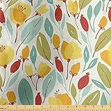 Ambesonne Leaves Fabric by The Yard, Foliage of Fall Season Cartoonish Garden Art Inspirations Romantic Vintage Motifs, Decorative Satin Fabric for Home Textiles and Crafts, 10 Yards, Multicolor