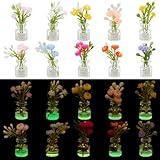 PH PandaHall 10 Colors 20pcs Miniature Dollhouse Flowers 1:12 Glow in The Dark Plants Luminous Flowers in Vase Tiny Floral Figurines for Micro Landscape DIY Craft Fairy Garden Home Decorations