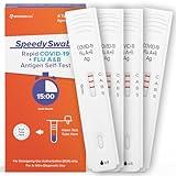 SpeedySwab COVID + Flu A&B Test Kit (4 Pack) | FDA EUA Authorized | 3-in-1 At-Home Antigen COVID Home Test + Flu A&B Combo | 15-Minute Results | Easy to Use, Non-Invasive Nasal Swab