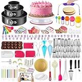 Kootek 700pcs Cake Decorating Kit with Baking Supplies, Cake Decorating Supplies with Springform Pans, Cake Turntable, Piping Tips, Pastry Bags, and More Baking Tools for Cake Making and Decorating