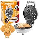 Thanksgiving Turkey Mini Waffle Maker- Make Holiday Breakfast Special for Kids, Adults w Cute Design, 4" Waffler Iron Electric Nonstick Appliance- Fun Festive Fall Gift Dessert, Friendsgiving Brunch