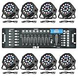 CO-Z LED Stage Lights DMX, 8 pcs 18x3W RGB Par Can Lights Package with Remote Controller Sound Activated Stage Effect Lighting for Party DJ Dance Church Wedding Home Uplighting