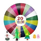 Yungden 1.75mm 3D Pen Filament Refills, 20 Colors 3D Pen Colors with 2 Finger Caps, Each Color 16.4 Feet, Total 328 Feet, Compatible with MYNT3D and SCRIB3D 3D Pens, Not Used for 3Doodler Pen