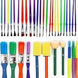 Horizon Group USA Paint Brushes -35 All Purpose Paint Brushes Value Pack – Includes 8 Different Types of Brushes, Great with Watercolors, Acrylic & Washable Paints. Multicolored