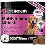 Multivitamin Dog Supplement, Glucosamine chondroitin for Dogs, Probiotics, Omega Fish Oil, Dog Supplements & Vitamins, Vitamins for Skin and Coat Allergies, (Peanut Butter 90 ct)