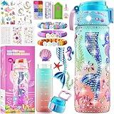 Decorate Your Own Water Bottle Kits for Girls, Mermaid Diamond Painting Toys & Friendship Bracelet, Fun Arts Crafts for Ages 4-6-8-10, Birthday Gifts Toys for Kids