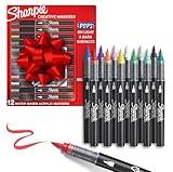 Sharpie Creative Paint-like Brush Tip Acrylic Markers, Assorted Colors, Stocking Stuffers, 12 Count, Perfect for Art and Craft Supplies