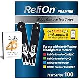 Premier Blood Glucose Test Strips 100 ct, Compatible with Premier Meters, Diabetic Test Strips | Premier Test Strips 100 Count, Bonus Diabetes Guide Included (100)