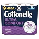 Cottonelle Ultra Comfort Toilet Paper, 9 Mega Rolls = 36 Regular Rolls, Packaging May Vary