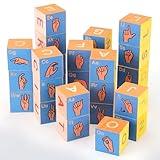 Yousoontic 28 Pcs American Sign Language Blocks Wooden Sign Language Cubes ASL Alphabet Blocks Sign Language Gift for Hearing Impaired and Speech Therapists