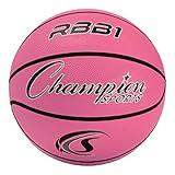 Champion Sports Rubber Official Basketball, Heavy Duty - Pro-Style Basketballs, and Sizes - Premium Basketball Equipment, Indoor Outdoor - Physical Education Supplies (Size 7, Pink)