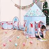 Christmas Kids Pop Up Play Tent for Kids Indoor Play Tent with Tunnel and Playhouse Indoor 3 in 1 Play Tent for Kids Playhouse with Tunnel, Ball Pit and Play Tent (Christmas)