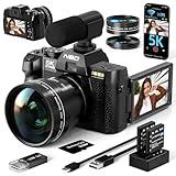 NBD Digital Cameras for Photography 5K,48MP Autofocus Vlogging Camera for YouTube with 32GB TF Card & 2 Batteries,16X Zoom Anti-Shake Video Camera with 52mm Wide Angle and Macro Lens