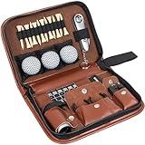 Golf Gift for Dad, Golf Kit with Premium Leather Case Bag Golf Ball Tee Accessory Set, Golf Gifts for Men Women Golfer Father's Day