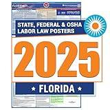 2025 Florida Labor Law Poster- State, Federal, OSHA Compliant- Workplace Required Posting for Employees- English Employment Poster- UV Laminated Waterproof- 26” x 39.5"- English