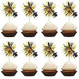 24Pcs Graduation Cupcake Toppers,Class of 2025 Foil Firework Cupcake Toppers Tinsel Food/Appetizer Picks For Graduation CupCake Decorations Supplies Favor