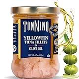 Tonnino Yellowfin Tuna in Olive Oil, Gluten-Free Premium Jarred Atun, Healthy Snacks for Adults, Ready to Eat Meals, Alternative of Salmon, Pack of 6