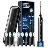 Operan Electric Toothbrush for Adults and Kids Rechargeable Sonic Toothbrush with 5 Modes 2-Min Smart Timer IPX7 Waterproof 40,000 VPM Motor with 8 Brush Heads & Travel Case (Black, 1Pack)