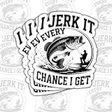 3 Pcs I Jerk It Every Chance I Get Funny Fishing Sticker, Fish Hunting Stickers for Adults, Bass Fishing Stickers - Vinyl Sticker for Water Bottles Laptop Phone Car Helmet 3 Inches
