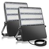 BIRITALO 52200LM LED Stadium Flood Light Commercial Eqv 2400W Super Bright 145LM/W 5500K 360W LED Arena Light Outdoor 85-277V IP65 Waterproof Backyard Wall Yoke Mount Fixture 2 Pack