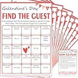 Find The Guest Bingo Game Cards, 24 Guests Galentine's Day Party Ice Breaker Game Best Friend Valentine's Day Gift for Women Besties Friends